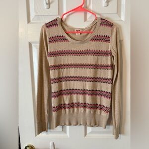 Mossimo Supply Co. Beige Knit Top with Pink and Purple Accents